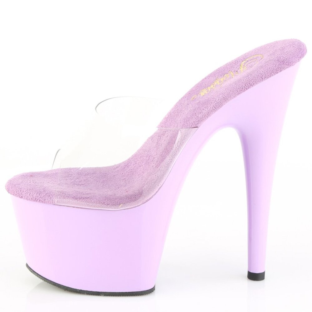 Purple & Clear Platform Mules | 7" Heel Exotic Dance Shoes